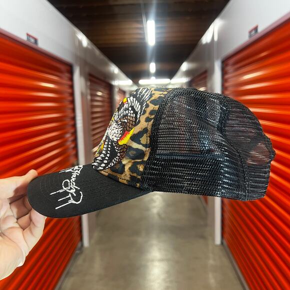 Ed Hardy Trucker Hat Embroidered Tattoo Eagle Snake Black  Ed Hardy Skull Eagle Trucker Hat Tattoo Mesh Snapback